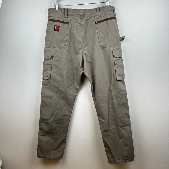 Wrangler Riggs Workwear Pants Ripstop Tan 40x34 Utility Cargo Carpenter Heavy - Picture 3 of 13